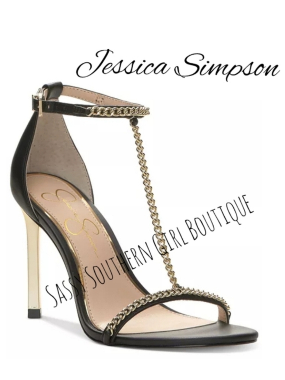 🆕⭐ Jessica Simpson Black Chain Heels